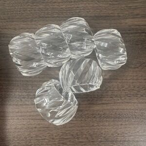 vintage Set of Six Clear Acrylic Twisted Napkin Rings Modern Elegant Table Decor